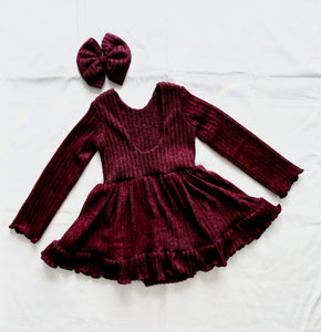 Wine Sweater Knit Skirted Leo